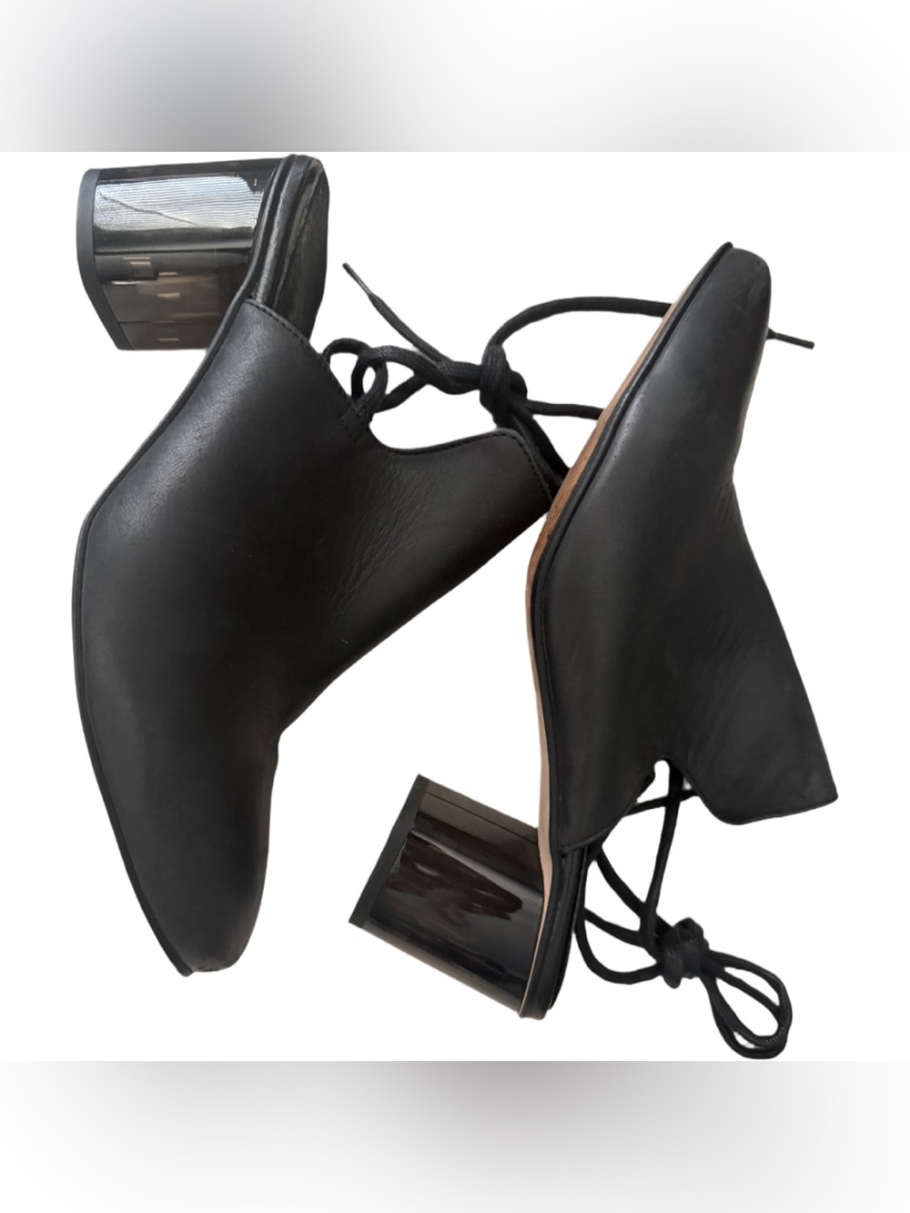 Free People Mules Distinct Block Heel Leather Adjustable Tie Wrap Women’s Size 8 - Picture 4 of 8